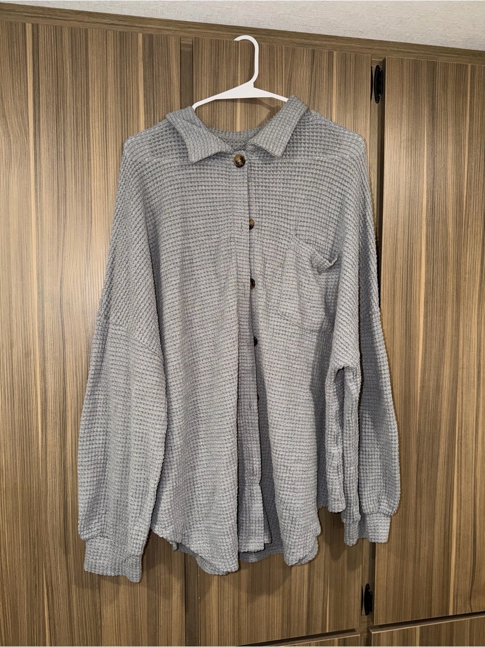 Relaxed Waffle Knit Grey women’s Shirt